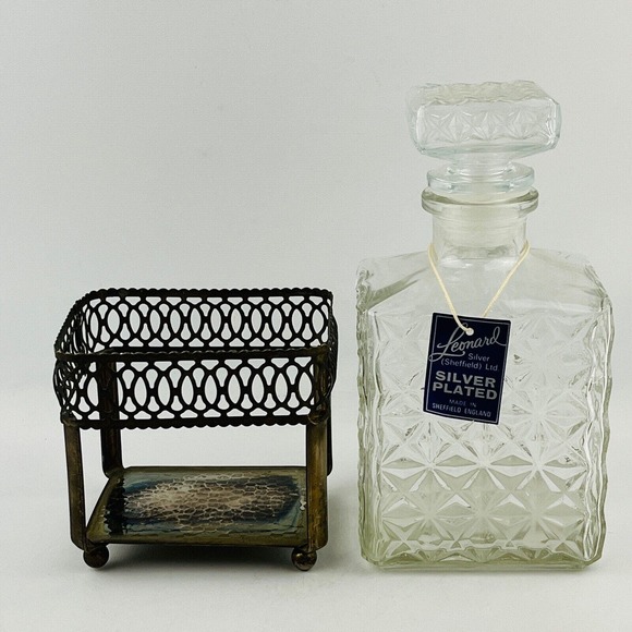 Vintage Leonard Crystal‎ Decanter Silver Plated Holder Sheffield England - Picture 3 of 11